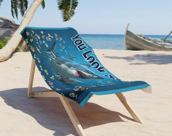 Shark Beach Towel: Fun Nautical Design - Summer Pool & Ocean Decor
