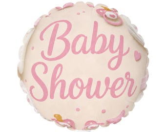 Babyparty-Ballon, 28 cm rund, Folie | rosa Schnullerherz | Babyparty-Ballon für Mädchen
