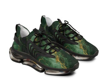 Green Gold Marble Mesh Sneakers | Athletic Shoes | Mens Sneakers | Mens Mesh Sneakers | Lightweight Mesh Sneakers