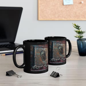 Spooky Horror Mug, Creepy Coffee Cup, Halloween Drinkware, Gothic Home Decor, Unique Gift for Horror Fans