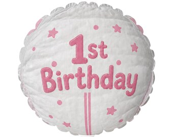 Ballon 1e verjaardag roze sterren | Ontwerp luier 1e verjaardag | 1e verjaardag