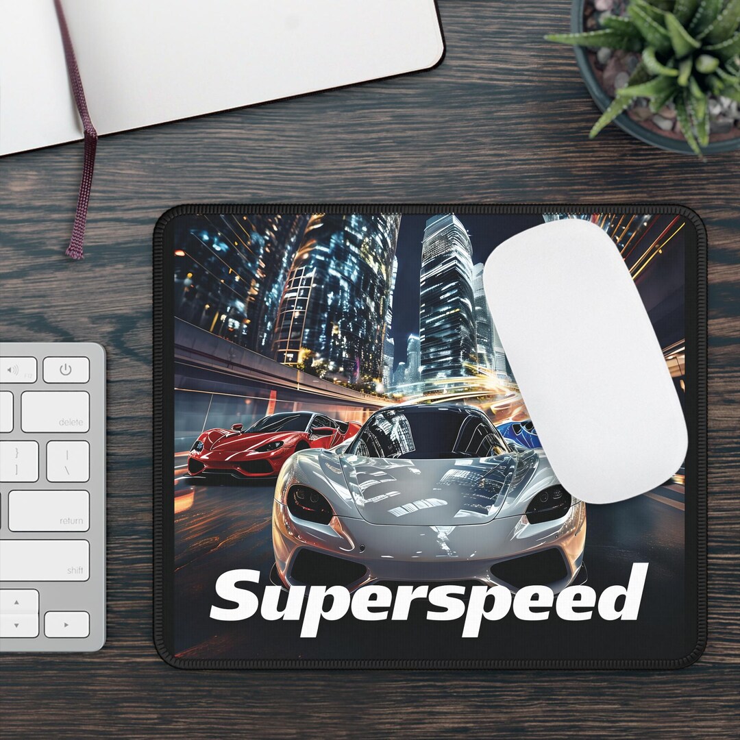 Superspeed Racing Cars Gaming Mouse Pad | City Night Street Sports Cars ...
