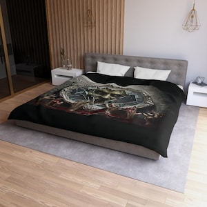 Gothic Horror Microfiber Duvet Cover | Spooky Bedroom Decor, Halloween Bedding, Dark Aesthetic Home Accessory, Creepy Art Cover, [...]