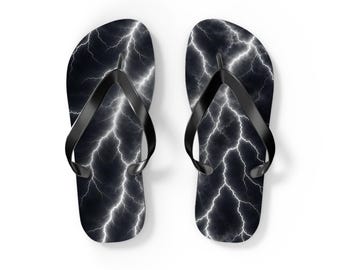 Infradito con motivo fulmine nero / Calzature elettriche tempestose