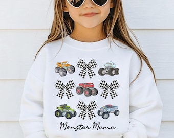 Monster Mama Youth Sweatshirt, Monster Truck Kids Sweater, Truck Youth Pullover, Racing Kids Outfit, Fun Car Lover Sweater, Christmas Gift