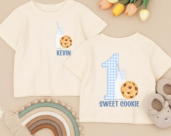 Cookie One Sweet Boy Toddler Shirt, Custom Cookies Milk Infant Shirt, 1st Birthday Kids Outfit, Birthday Boy Shirt,Birthday Baby Shower Gift