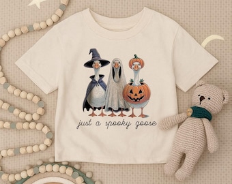 Just A Spooky Goose Toddler Shirt, Halloween Goose Infant Shirt, Halloween Witch Youth Tee, Cute Goose Kids Outfit, Fall Baby Costume Tee