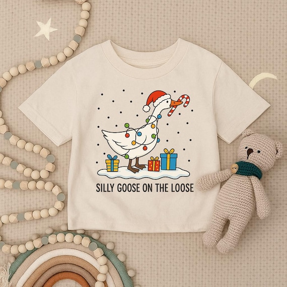 ゆるふわグースのクリスマスTシャツ、幼児・青少年向けホリデーTシャツ