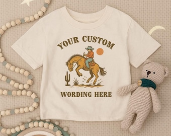 Custom Cowboy Toddler Shirt, Kids Western Shirt, Personalized Rodeo Horse Infant Tee, Country Farm Kids Outfit, Vintage Cowboy Riding Shirt