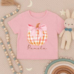 Personalized Pumpkin Toddler Shirt, Pumpkin Bow Infant Shirt, Cute Fall Kids T-shirt, Autumn Baby Outfit, Pumpkin Patch Tee, Fall Girl Gift