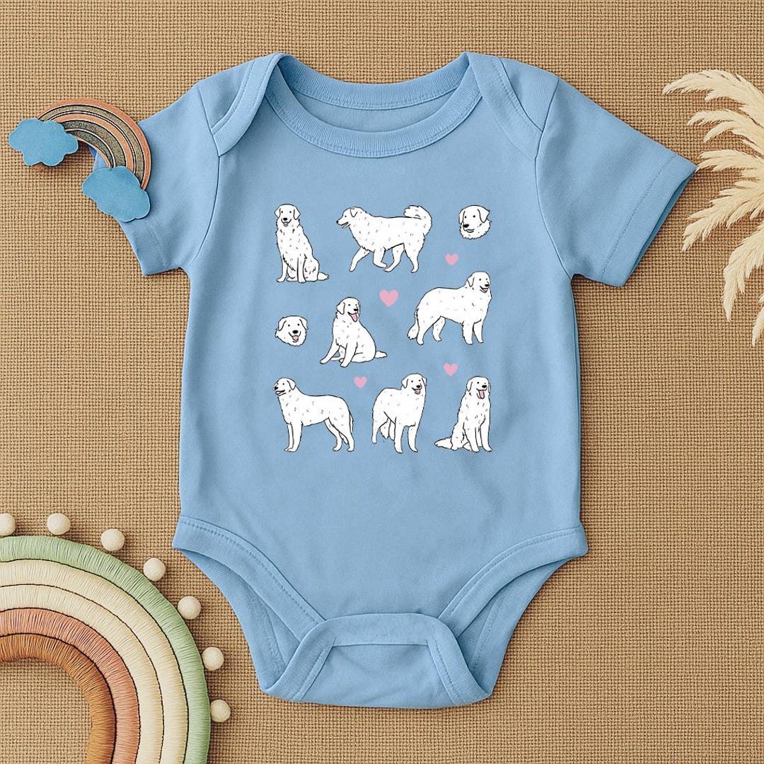 Great Pyrenees Baby Bodysuit, Cute Puppy Dog Baby Outfit, Dog
