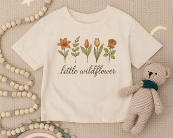 Little Wildflower Toddler Shirt, Rustic Flower Infant Shirt, Boho Floral Kids T-shirt, Wildflower Baby Outfit, Nature Inspired Baby Gift Tee