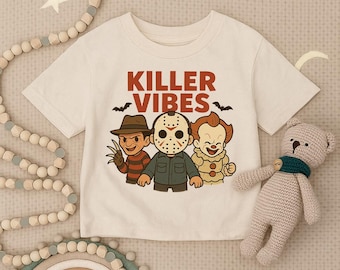 Killer Vibes Kleinkind Shirt, Halloween Säugling T-Shirt, gruselige Baby Outfit, lustige Horrorfilm-Baby-Kleidung, gruseliges Herbst-Baby-Geschenk