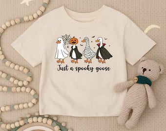 Just a Spooky Goose Toddler Shirt, Spooky Halloween Infant Shirt,Youth Funny Goose Shirt,Cute Halloween Shirt for Kids,Fall Baby Costume Tee