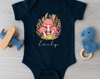 Personalized Mushroom Baby Bodysuit, Cute Forest Baby Outfit, Custom Mushroom Baby Romper,Woodland Baby Shower Gift,Forest Newborn Baby Gift