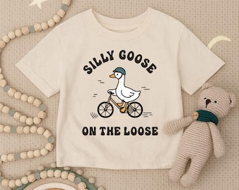Silly Goose On The Loose Toddler Shirt, Funny Goose Infant Shirt,Cute Goose Youth Tee,Playful Goose Kids Outfit,Silly Goose Baby Shower Gift