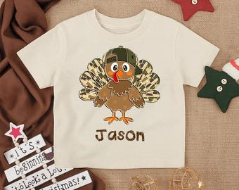 Custom Turkey Toddler Shirt, Personalized Thanksgiving Infant Shirt, Cute Turkey Youth Tee, Festive Kids Outfit, Thanksgiving Baby Boy Gift