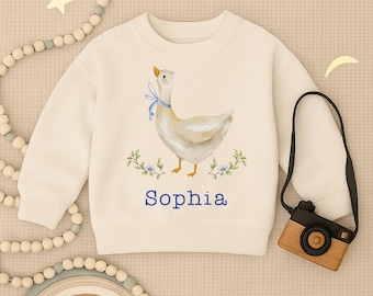 Sweet Farm Goose Toddler Shirt, Personalized Goose Infant Shirt, Custom Blue Goose Youth Tee, Adorable Goose Kids Outfit,Christmas Baby Gift