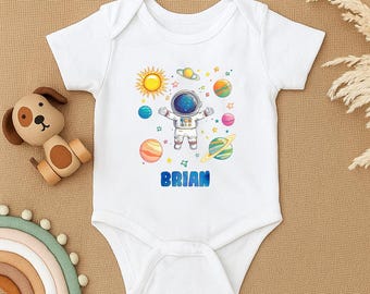 Space Astronaut Baby Bodysuit, Baby Boy Outer Space Outfit, Planet Galaxy Baby Romper, Custom Cosmic Toddler Clothes,Galaxy Baby Shower Gift