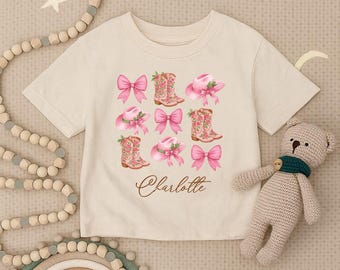 Personalized Western Toddler Shirt, Custom Rodeo Infant Shirt, Girl Birthday Outfit, Floral Cowgirl Boot Tee, Cowgirl Birthday Shower Gift