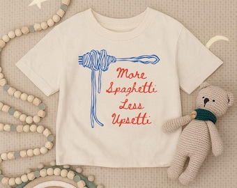 Maglietta per bambini piccoli "Più spaghetti, meno confusione", maglietta per neonati con pasta divertente, maglietta carina per ragazzi con cibo italiano, vestiti per neonati con spaghetti, regalo per bambini amanti del cibo