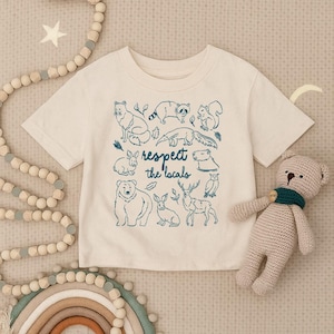 Respecteer het peutershirt van de lokale bevolking, babyshirt Woodland Animal, kinder T-shirt Nationaal Park, babyoutfit outdoor avontuur, cadeau natuurliefhebber