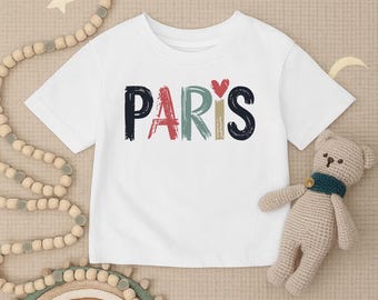 Peutershirt Parijs, babyshirt Parijs, kinder T-shirt French City, Love Paris babyoutfit, schattig T-shirt Parijs peuter, babycadeau reisavontuur