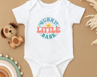 Sunny Little Babe Romper, Retro Baby Bodysuit, Summer Baby Outfit, Unisex Baby Shower Gift, Cute Sunny Baby Romper, Summer Gender Neutral