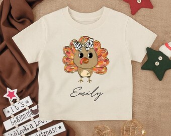 Personalized Thanksgiving Turkey Toddler Shirt, Fall Turkey Infant Tee, Custom Turkey Autumn Outfit, Kids Thanksgiving Gift, Baby Turkey Top
