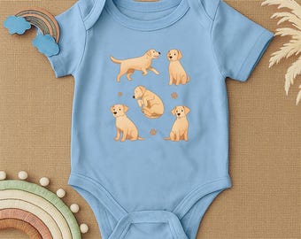 Labrador Puppy Baby Bodysuit, Cute Dog Baby Outfit, Puppy Baby Romper, Baby Shower Gift, Dog Lover Baby Clothes, Newborn Gift Idea