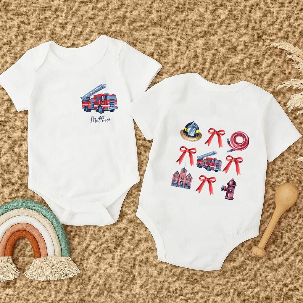 Planetee Body Bébé Manches Longues ''Je Veux Devenir Pompier Comme Papa'' - Cadeau Naissance Personnalisé