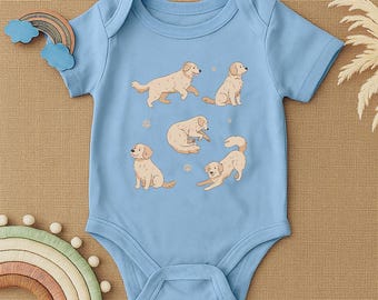 Golden Retriever Baby Bodysuit, Puppy Dog Baby Outfit,Golden Retriever Newborn Romper,Dog Lover Baby Shower Gift,Gender Neutral Baby Clothes