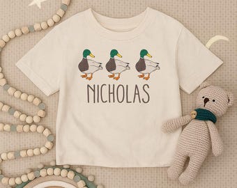 Custom Duck Toddler Shirt, Funny Duck Infant Shirt, Cute Duck Kids Shirt, Farm Animal Baby Outfit, Personalized Name T-shirt for Boys Girls