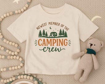 Camping Crew T-shirt för småbarn, nyaste Camper-tröja för spädbarn, söt utomhus-t-shirt för barn, familjecamping-babyoutfit, vandringsäventyr-babypresent-t-shirt