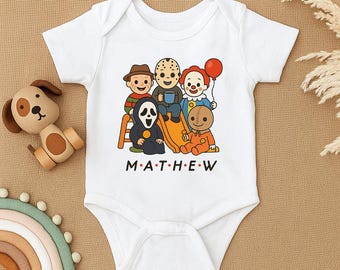 Funny Scary Characters Baby Bodysuit, Custom Spooky Killer Baby Outfit, Horror Movie Infant Clothes, Creepy Baby Romper, Baby Halloween Gift
