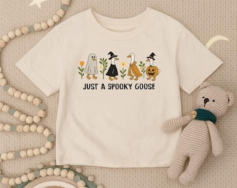 Halloween Goose Toddler Shirt, Cute Fall Infant Shirt, Funny Kids Shirt, Spooky Animal Graphic Tee, Autumn Toddler Outfit,Trick Or Treat Top