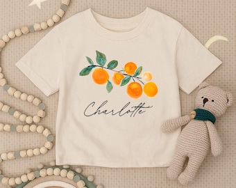 Custom Orange Fruit Toddler Shirt, Personalized Fruit Infant Shirt with Name, Fruit Youth Tee, Orange Kids Outfit, Citrus Baby Shower Gift