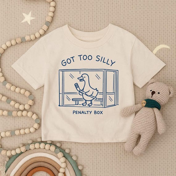 Got Too Silly Goose Toddler Shirt, Penalty Box Goose Infant Shirt, Funny Hockey Kids T-Shirt, Cute Goose Baby Outfit, Hockey Lover Gift Tee