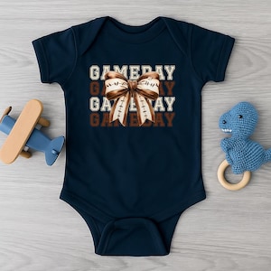 Game Day Baby Bodysuit, Cute Football Bow Baby Outfit, Sports Baby Girl Romper, Baby Shower Gift, Newborn Game Day Clothes, Team Spirit Baby