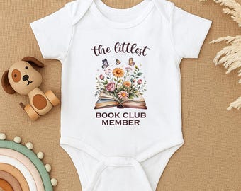 Book Club Baby Bodysuit, Littlest Book Club Member Baby Outfit, Trendy Newborn Romper, Literary Newborn Clothes, Cute Baby Gift for Readers