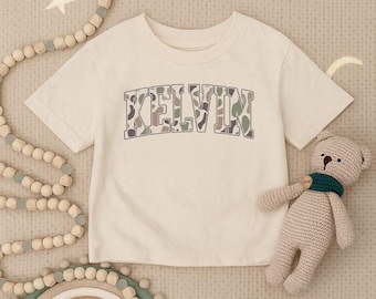 Personalized Camo Name Toddler Shirt, Custom Camouflage Infant Shirt, Kids Name Camo T-shirt, Cute Baby Outfit, Custom Name Baby Tee