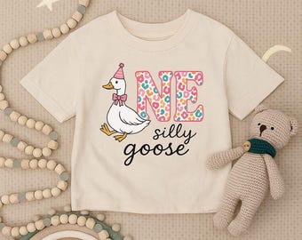 One Silly Goose Toddler Shirt, Funny Birthday Goose Infant Shirt, Cute Goose Kids Shirt, First Birthday Baby Outfit, Party Animal Kids Tee