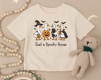 Just A Spooky Goose Toddler Shirt, Halloween Goose Infant Shirt, Funny Fall Kids T-shirt, Cute Goose Baby Outfit, Autumn Pumpkin Costume Tee