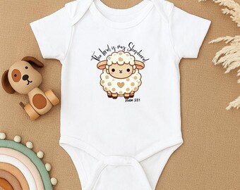 Psalm 23 Baby Bodysuit, Christian Baby Gift, The Lord is My Shepherd Outfit, Religious Newborn Clothes, Baptism Baby Shower Gift