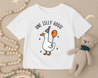 One Silly Goose Toddler Shirt, Funny First Birthday Infant Shirt, Goose Youth Shirt, Goose Birthday Baby Tee, Farm Animal Party Baby Gift