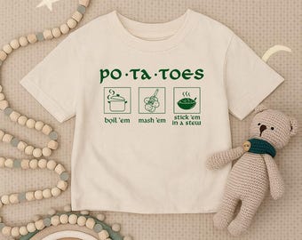 ポテト柄幼児用シャツ、ロード・オブ・ザ・リング幼児用シャツ、マッシュ・エム・ボイル・エム・キッズシャツ、ホビットベビー服、映画名言キッズTシャツ、オタク向けキッズギフト