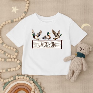 Personalized Duck Toddler Shirt, Custom Mallard Duck Infant Shirt, Youth Hunting Shirt, Duck Baby Tee, Nature Baby Gift, Farm Animal Outfit