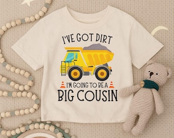Big Cousin Ankündigung Kleinkind Shirt, Kipper Big Cousin Säugling Shirt, Bauwagen Cousin Baby Outfit, Bagger LKW Geschenk
