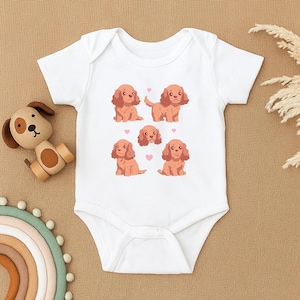 Cavalier Spaniel Baby Bodysuit, Cute Puppy Baby Outfit, Dog Lover Baby Clothes, Adorable Animal Baby Romper, Newborn Pet Shower Gift