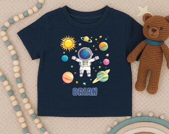 Personalized Astronaut Toddler Shirt, Custom Space Infant Tee, Cute Planet Youth Shirt, Outer Space Kids Outfit, Galaxy Space Lover Gift